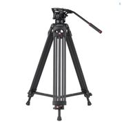 (sprcsg)Andoer D1801 Professional Photography Tripod Stand Aluminium Alloy with 360° Panorama Fluid Hydraulic Bowl Head 3-Section Extendable Max. Height 180cm/71in Load Capacity 10