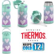 BN: Thermos Funtainer 12 Ounce Stainless Steel Vacuum Insulated Straw Kids Water Bottle Purple Hearts
