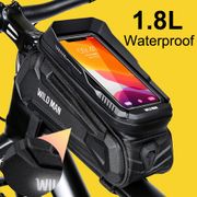 WILD MAN Bicycle Bag Frame Front Top Tube Cycling Bag Waterproof Case Touchscreen 6.9in Bike Phone Bag Bicycle Accessories