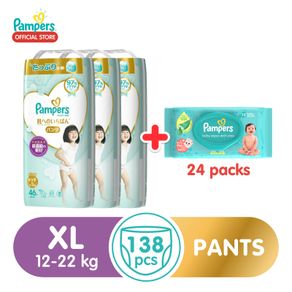 [Bundle of 2] NEW Pampers Premium Care Pants XL 46 pcs x 3 + NEW Pampers Baby Wipes with Aloe Mega Saver Box 72 x 24 Packs (1728 Sheets)