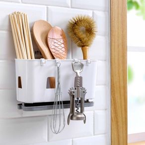 Wall Mounted Cutlery Drainer Rack with Drip Tray Utensils Organizer Spoon Fork