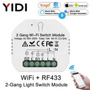 Tuya Smart Life Wifi Switch 2 Gang Relay Breaker Module Smart Lighting  Google Home Alexa Echo Remote Control Timer Switch DIY,WiFi Relay Module