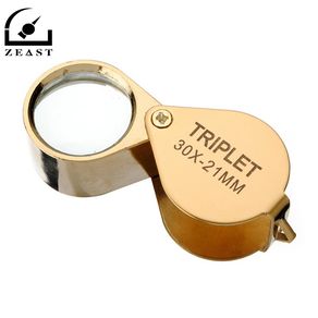 30x 30x21mm Magnifier Jewelers Gold Eye Tool Jewellery Folding Loupe Glass Lens Magnifying Triplet Glass Jewelry Diamond
