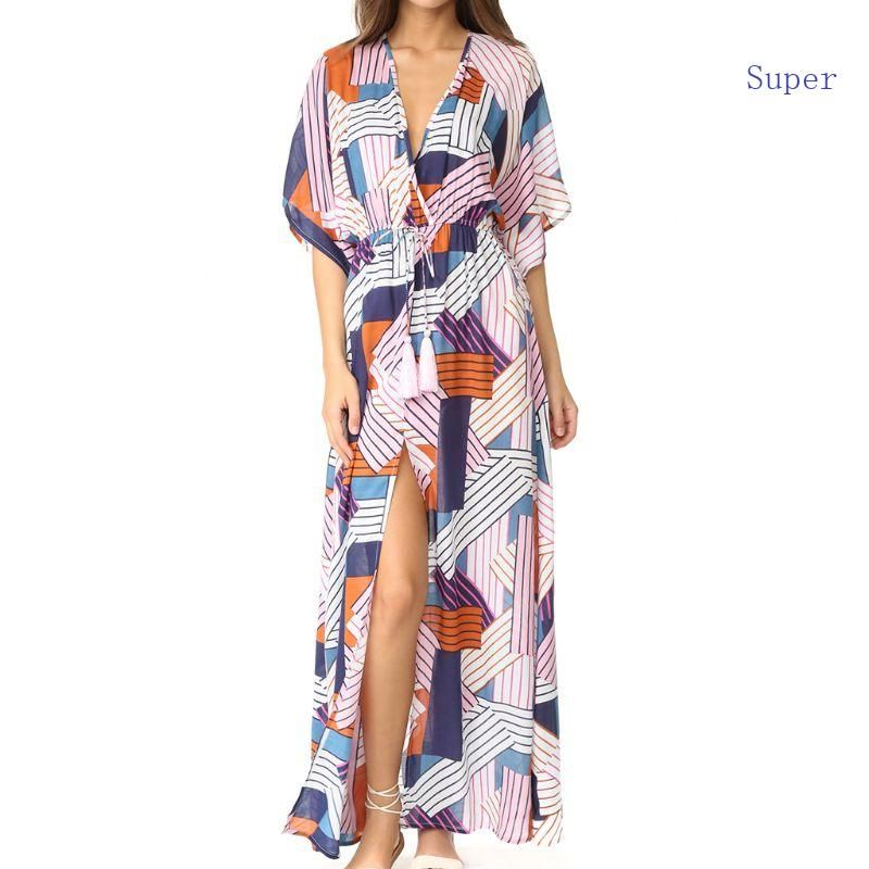 Women's Beach Dress Summer Maxi Sundress Strapless Hawaiian Cover Ups  Asymmetrical Wrap Dresses 