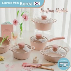[Neoflam] Pink Sherbet IH Induction Heating Wok / Pot / Frying pan | Non-stick | Made in Korea - Full option
