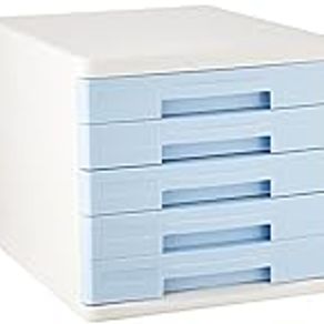 Deli 9762 5 Drawer File Cabinet, Blue