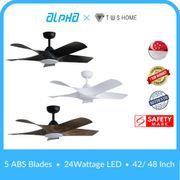 Alpha Alkova AXIS 5-Blade 42/ 48-Inch DC Ceiling Fan with LED | 1 Year Warranty