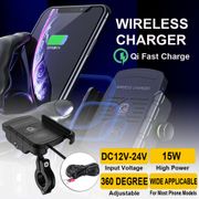 Waterproof 12V Motorcycle Phone Qi Fast Charging Wireless Charger Bracket Holder Mount Stand for iPhone Xs MAX XR X 8 Samsung