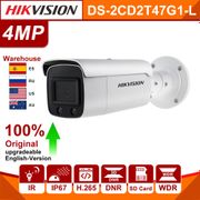 Original Hikvision IP Camera ColorVu 4MP DS-2CD2T47G1-L Network Dome POE IP Camera Outdoor H.265 CCTV Camera SD Card Slot