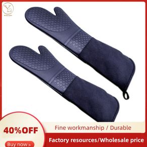 2PC Long Length Silicone Glove For Oven Heat Resistant Oven Gloves