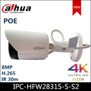 Dahua POE IP Camera 8MP 4K POE SD Card Slot H.265+ IVS Onvif IP67 Starlight Mini Bullet Network IP Camera IPC-HFW2831S-S-S2