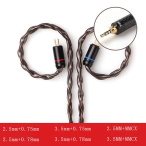 TRN T4 8N OCC Copper earphone  wire mmcx 3.5mm 2.5mm 0.75mm 0.78mm upgrade Balanced Hifi Replacement Earphones Cable