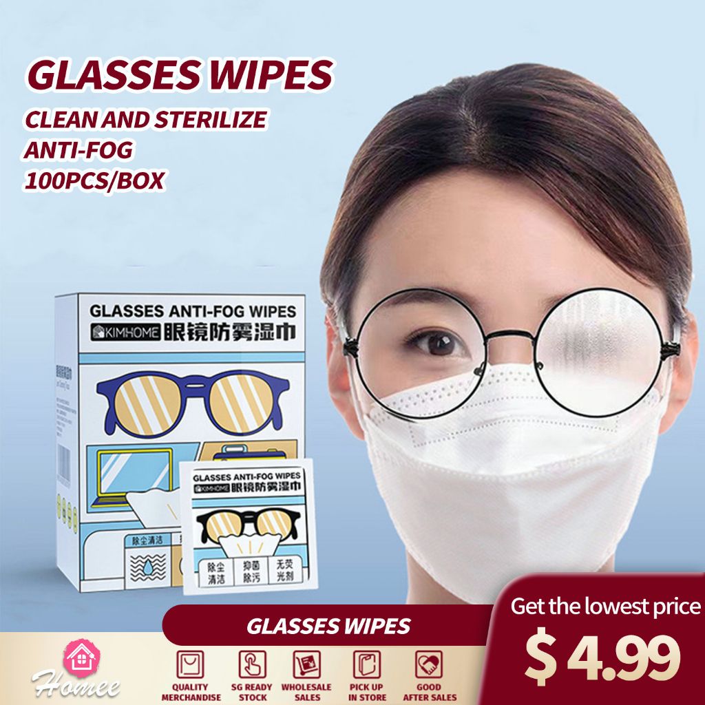 100pcs Anti Fog Lens Wipes, Pre-Moistened Cleaning Wipes for