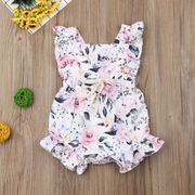 Pudcoco Summer Newborn Baby Girl Clothes Sleeveless Ruffle Flower Print Romper Jumpsuit Outfit Sunsuit Cotton Clothes