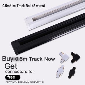 Track Rail 1m Track Light Fitting Aluminum 1 meter 2 wire Connector System  Tracks Fixture black white Universal Rails 10pcs/lot