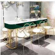 Net red marble manicure table and chair set single double gold iron double deck manicure table simple and light luxury