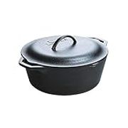 Lodge L10DOL3 Cast Iron Dutch Oven with Dual Handles, Pre-Seasoned, 7-Quart Black