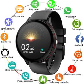 Full Touch Screen Men Smart Watches Sport Fitness Watch Heart Rate Blood Pressure Waterproof Smartwatch For android IOS+Box