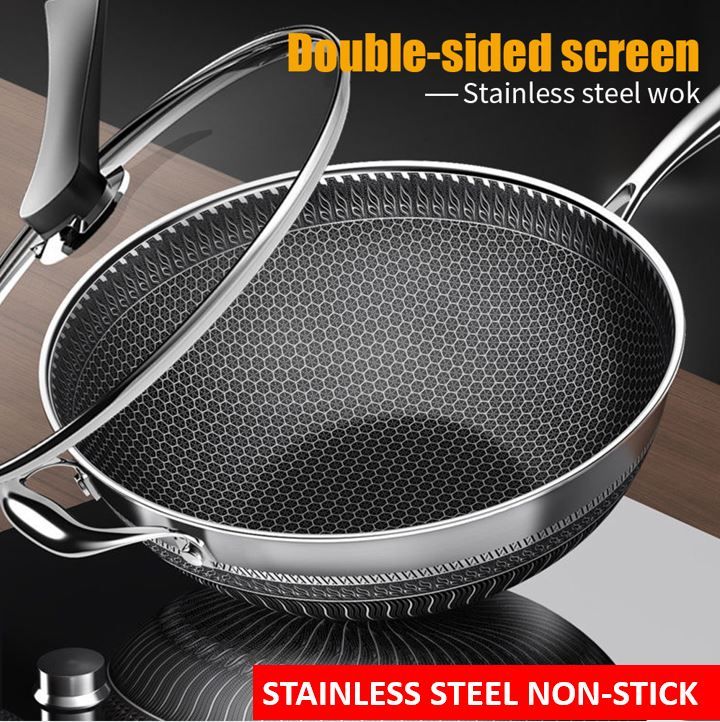 3 In 1 SUS 316 Stainless Steel Non-Stick Sasite Wok, Pot And Pan Kitchen  Cookware Set