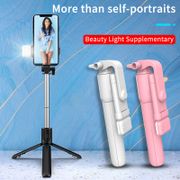 Wireless bluetooth -compatible selfie stick foldable mini tripod with fill light shutter remote control Self-Timer Rod Stick