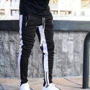Mens Joggers zipper Casual Pants Fitness Sportswear Tracksuit Bottoms Skinny Sweatpants Trousers Black Gyms Jogger Track Pants