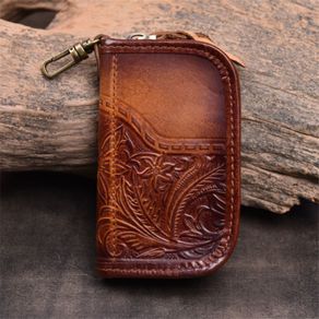 Leather Keychain Men Key Holder Organizer Pouch Split Car Key Wallet Women  Housekeeper Car Key Case Card Keys Pouch Bag