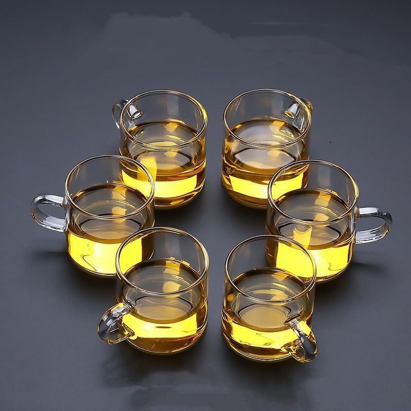 6 Pcs Heat Resistant Double Wall Glass Tea Cup Layer Clear Glass Teacup 50ml