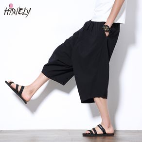 Men Pants Wide Crotch Harem Pants Loose Large Cropped Trousers Wide-legged Bloomers