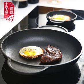 Round ear thickened heavy cast iron frying pan non-coated household handmade vintage frying cake pan griddle grill pot