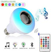 Smart E27 RGB Wireless Bluetooth Audio Speaker LED Bulb RGB Light 12W Music Playing Dimmable Lamp with 24 Keys Remote Control
