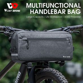WEST BIKING 6.2L Bicycle Handlebar Bag Shoulder Bag Multifunctional Portable MTB Road Bike Front Bag