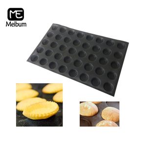 Black Porous 40 Cavity Silicone Mold Hamburger Cookie Puff Mould Round Bread Cake Tart Pan Non Stick Bakeware Baking Tool