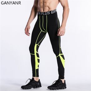 GANYANR Running Tights Men Yoga Basketball Gym Leggings Sport Fitness Athletic  Skins Jogging Long Training Compression