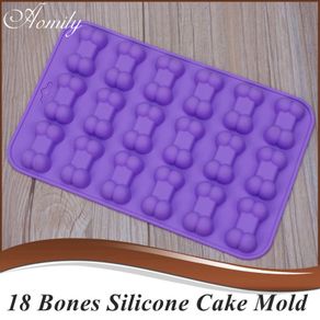 Aomily 18 Cavity Dog Bones Silicone Cake Fondant Mold Chocolate Cookies Mould Ice Tray Homemade Cake DIY Baking Decorating Tools