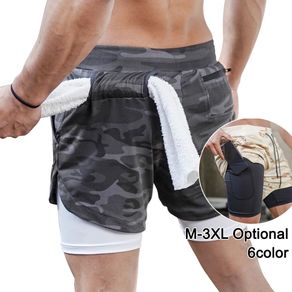 Running Shorts Men 2 In 1 Double-deck Quick Dry GYM Sport Shorts Fitness Jogging Workout Shorts Men Sports Short Pants
