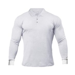 Polo Shirt Mens Clothing Workout Casual Polo Shirts Breathable Sports Long Sleeve Gyms Fashion Brand Bodybuilding Men's Polos
