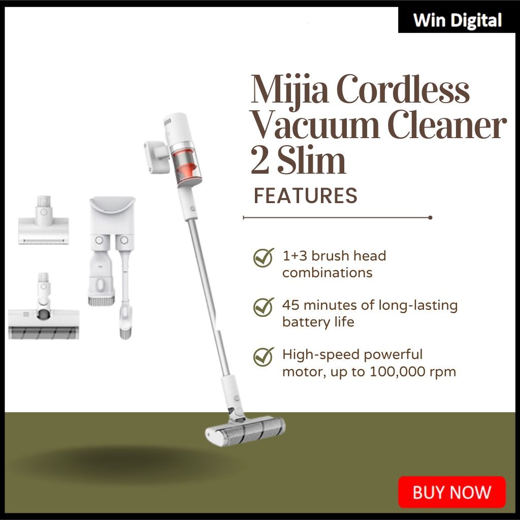 XIAOMI MIJIA Wireless Vacuum Cleaner 2 Slim 20kPa Cyclone Suction 45 Minute  Long Battery Life Sweeping