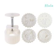 Blala 150g Mooncake Mold with 4pcs Flowers Stamps Hand Press Moon Cake Pastry Mould