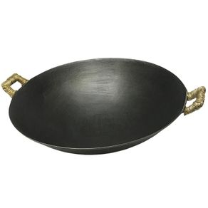 Old-Fashioned Traditional Dual Handle Pig Iron Wok Thick No Coating Cast Iron Pot round Bottom Tip to Pan Gas Stove Big Wok