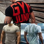 Men's Fashion T Shirt Men Tops Summer Fitness Bodybuilding Clothes Muscle Male Shirts Cotton Slim Fit Tees