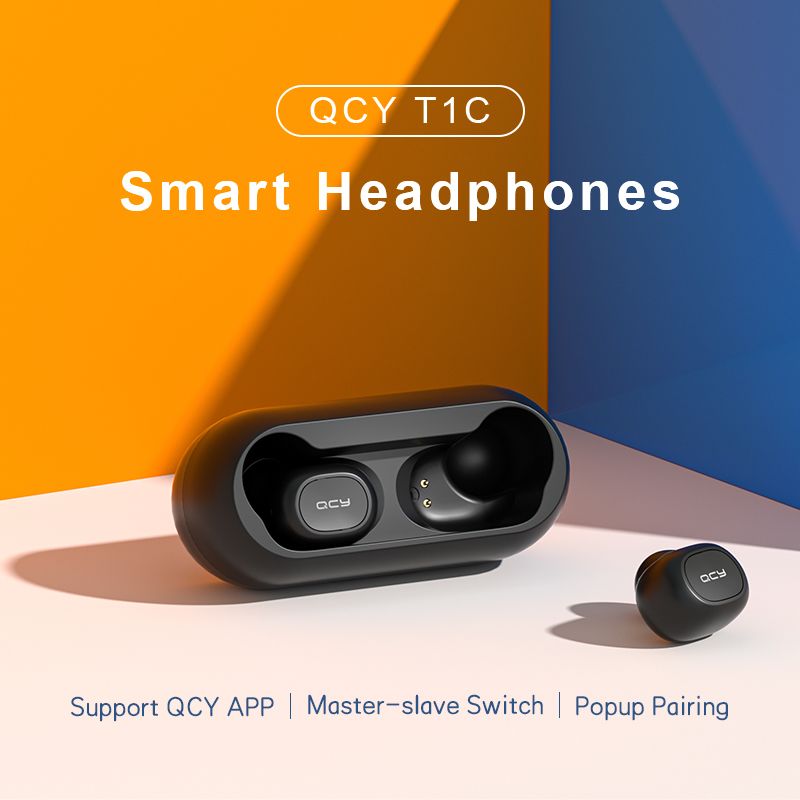 tws qcy t1c bluetooth earbuds black