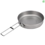 【IN STOCK】750ml Ultralight Titanium Frypan with Foldable Handle Outdoor Camping Hiking Picnic Cooking Frying Pan