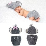 Newborn Baby Elephant Knit Crochet Infant Baby Hat Costume Baby Girls Boys Photo Photography Prop Outfits