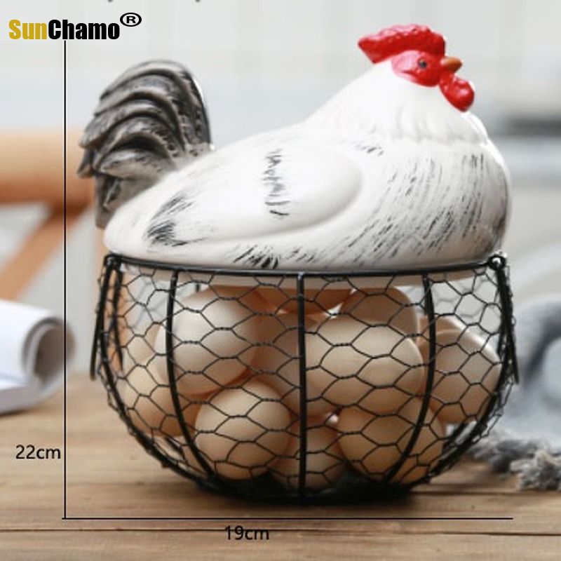 BORREY Ceramic Egg Holder Chicken Storage Basket Snack Fruit Egg