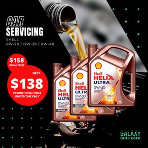Shell Helix Ultra 0W-20 / 0W-30 / 0W-40 Series Car Servicing Package $138 nett