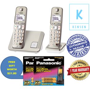 Panasonic Premium Quality Elderly Friendly Twin DECT Phone With 2 Handsets Backlit Big Button Large Display Loud Volume And Speakerphone - KX-TGE212CX