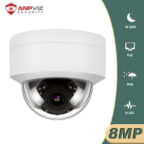 Anpviz 4K 8MP POE IP Camera Outdoor CCTV Security Dome Surveillance Cam With Audio IR 30M IP66 H.265 Hikvision Compatible