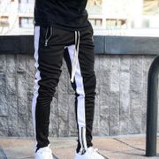 Mens Joggers Zipper Casual Pants Fitness Sportswear Tracksuit Bottoms Skinny Sweatpants Trousers Black Gyms Track Pants