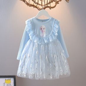 Girls Frozen Aisha Princess Dress Children's Long Sleeve Autumn Dress