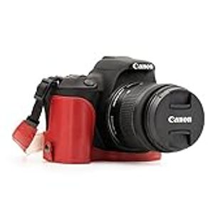 MegaGear Ever Ready Leather Camera Half Case Compatible with Canon EOS Rebel SL3, Kiss X10, Rebel SL2, Kiss X9, Red (MG1310)
